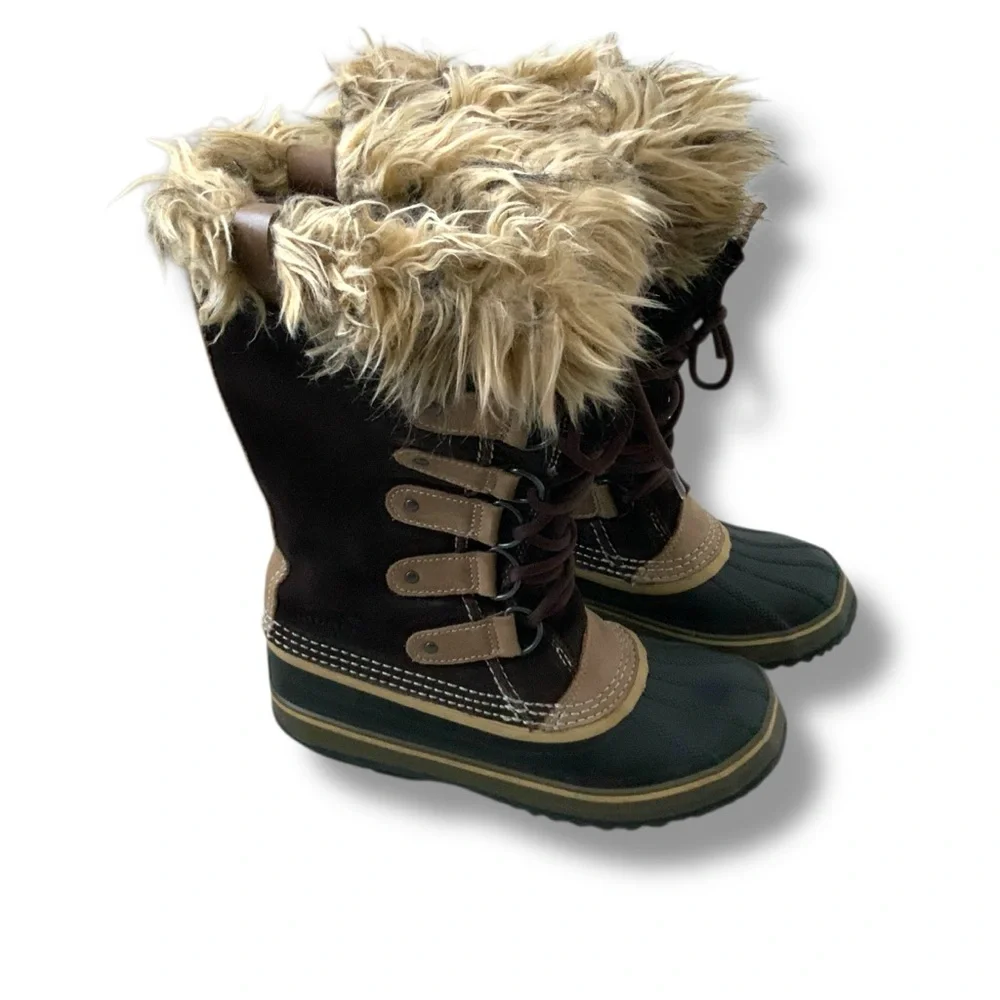 SOREL Joan of Arctic Boots Waterproof Brown Tan Black Size 7